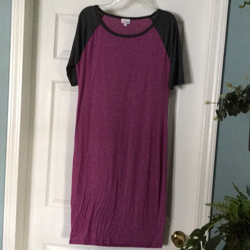 Lularoe purple and gray Julia midi dress size M